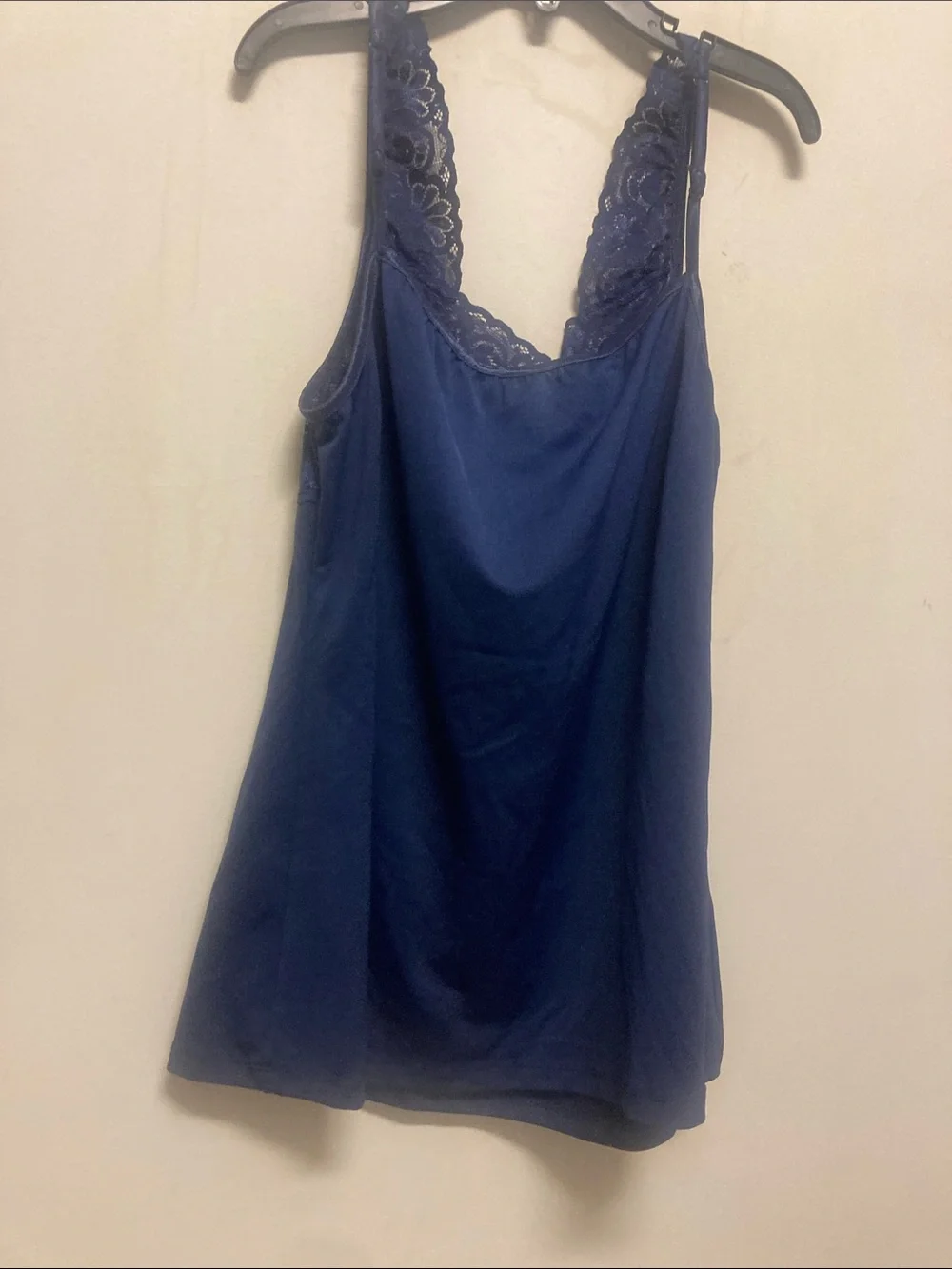 CABERNET/Navy Blue Lace Trim Slip Top